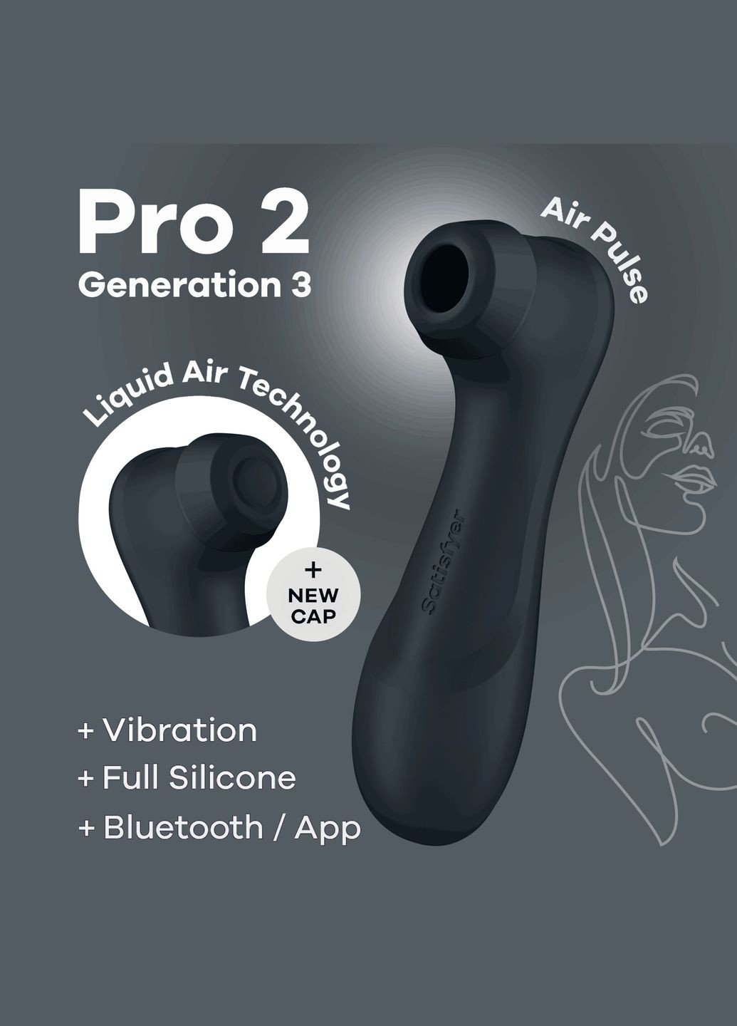 Вакуумний кліторальний стимулятор Pro 2 Generation 3 with Liquid Air Connect App Dark Grey Satisfyer (335387235)