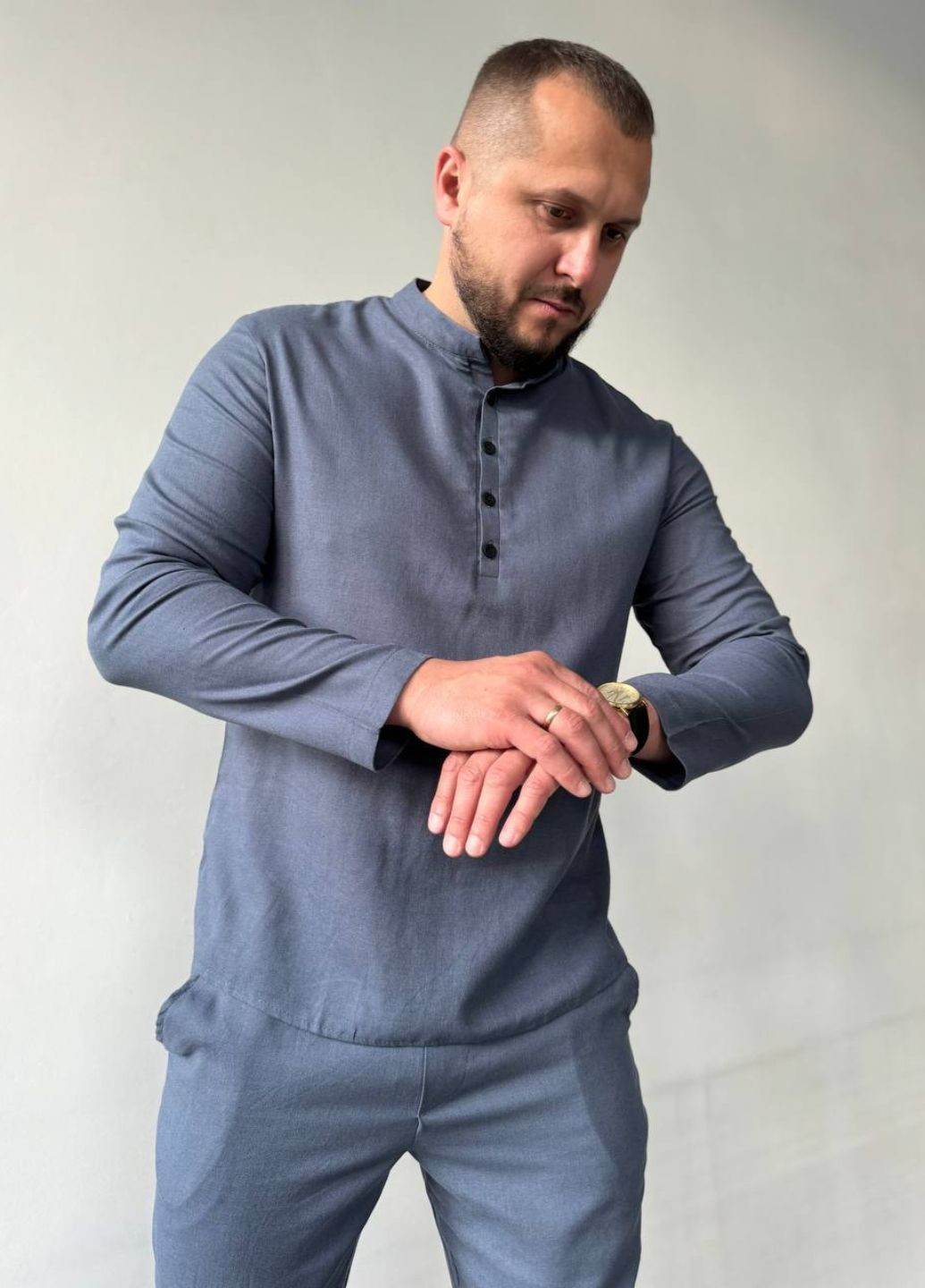 Графитовая повседневный, кэжуал рубашка однотонная MonsterBrand