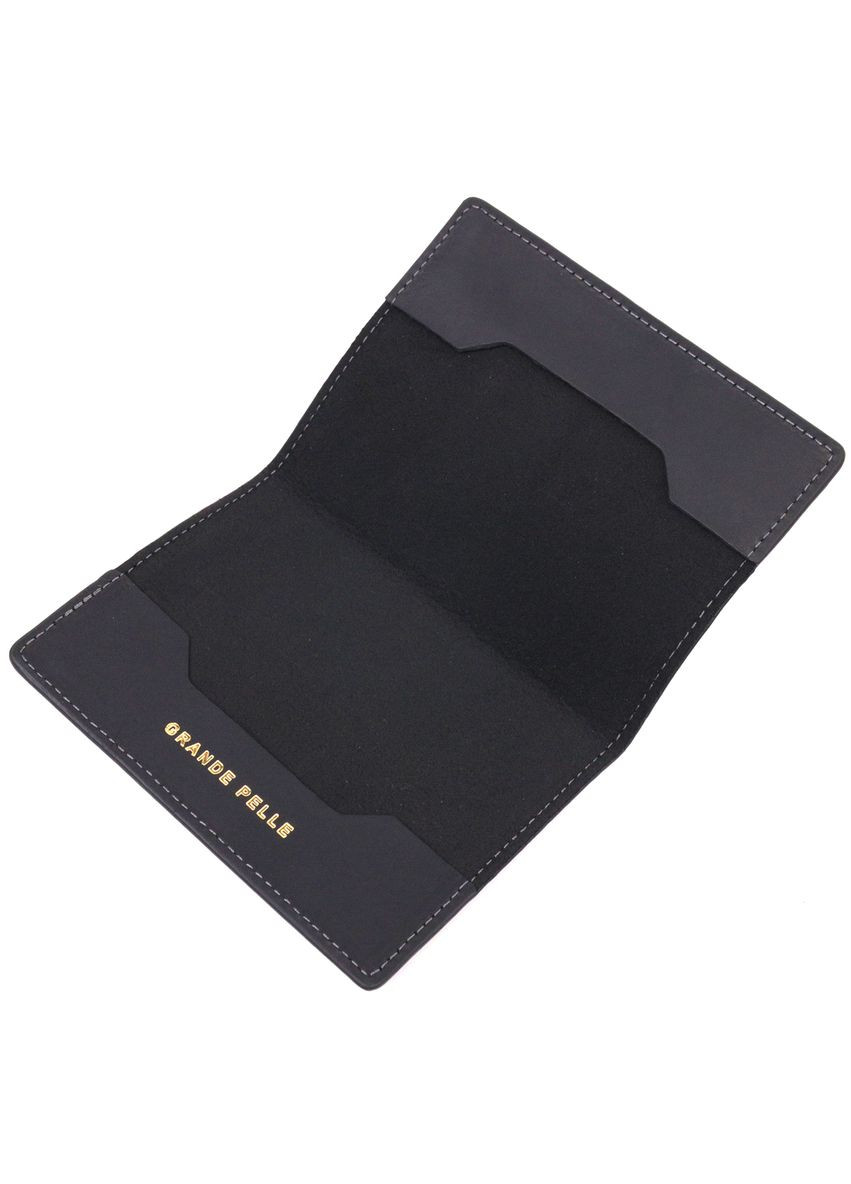 Стильная обложка на паспорт в винтажной коже Сердце GRANDE PELLE черная (sku_16723) No Brand (327819302)