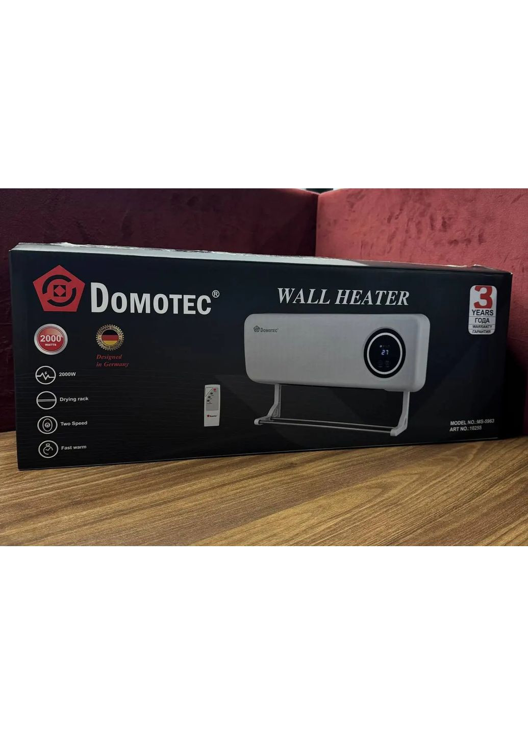 Настінний обігрівач Domotec MS-5963 White 2000Вт з пультом та сушаркою Hopestar (363833414)