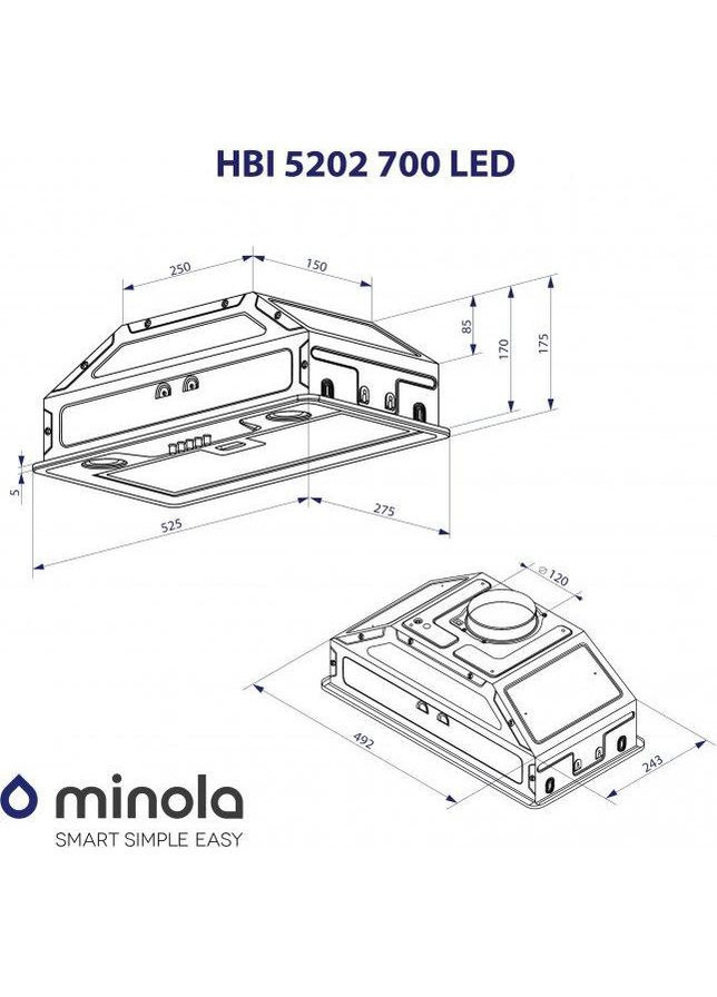 Вытяжка HBI 5202 IV 700 LED MINOLA (368592301)