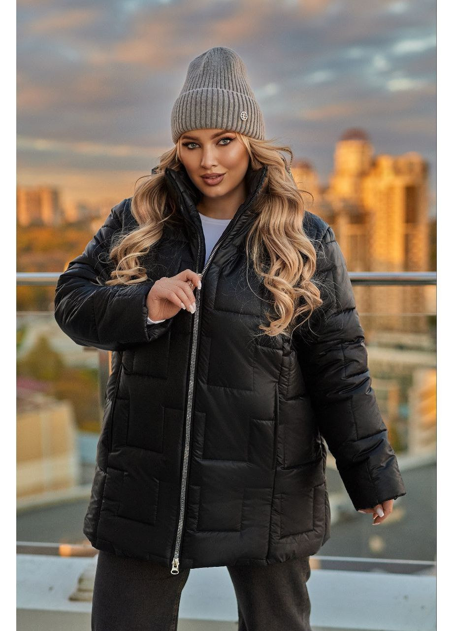 Чорна зимня куртка жіноча зимова стьобана No Brand