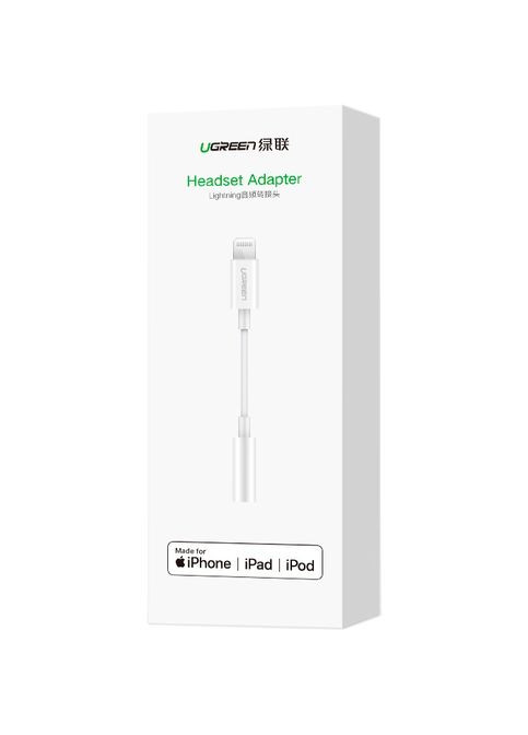 Перехідник Lightning --> 3.5 mm 10cm Headphone Jack Adapter Model US212 Білий Ugreen (322131403)
