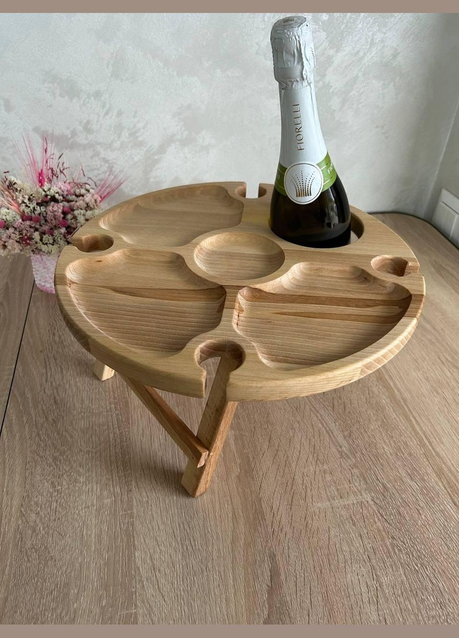 Винный столик Бук на 4 бокала с отверстием для бутылки No Brand (330774728)