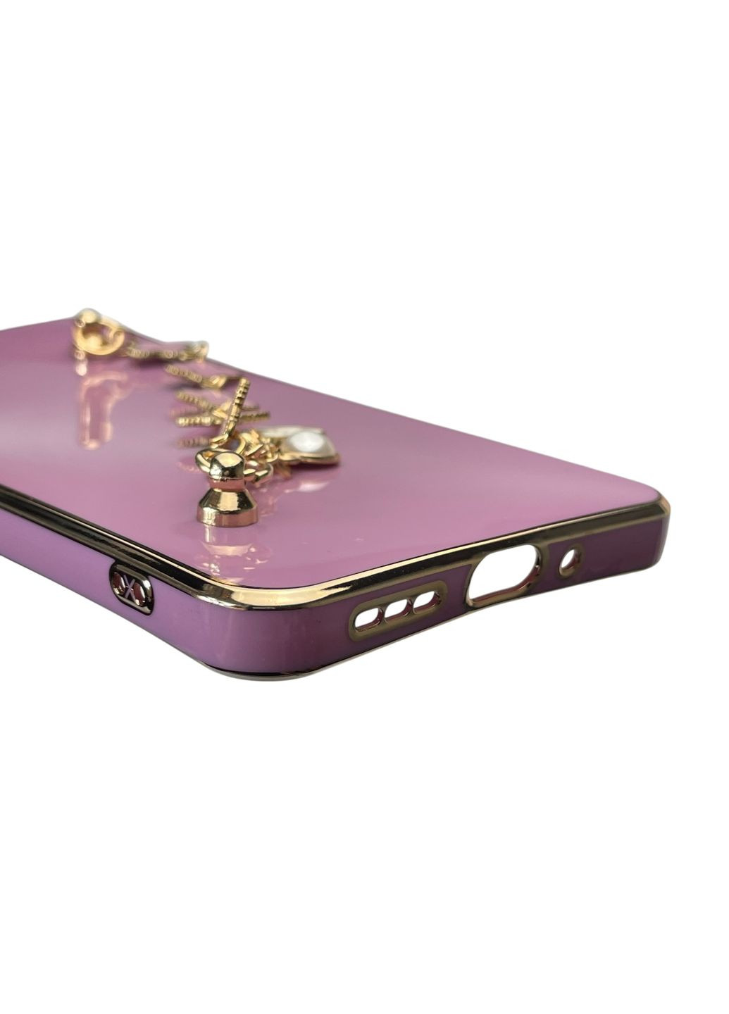 Чохол для телефона Redmi 13C жіночій із ремінцем з прикрасами та золотою окантовкою на сяомі редмі 13с чорничний gs1 Xiaomi (366388574)