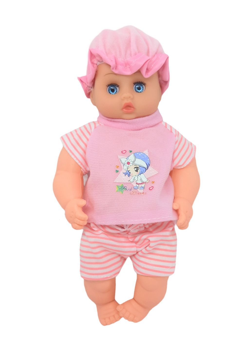 Коляска детская с куклой пупс розовая в костюме 45х30х16 см игрушечная складная No Brand (280947189)
