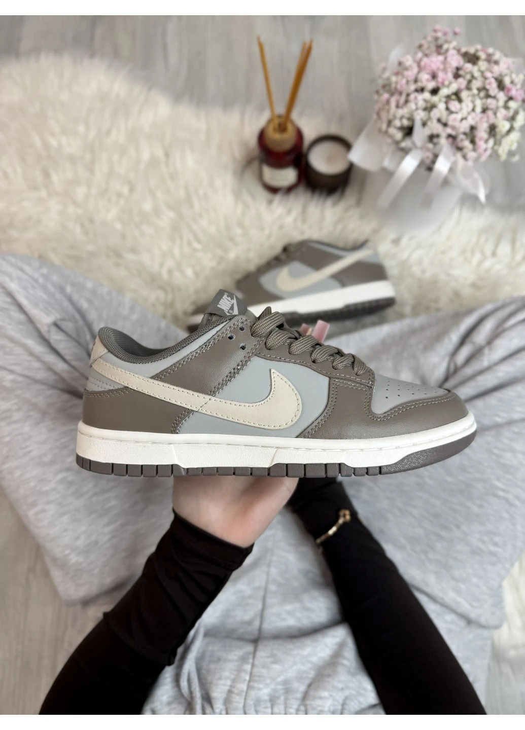 Серые летние кроссовки nike dunk low grey beige найк данк No Brand