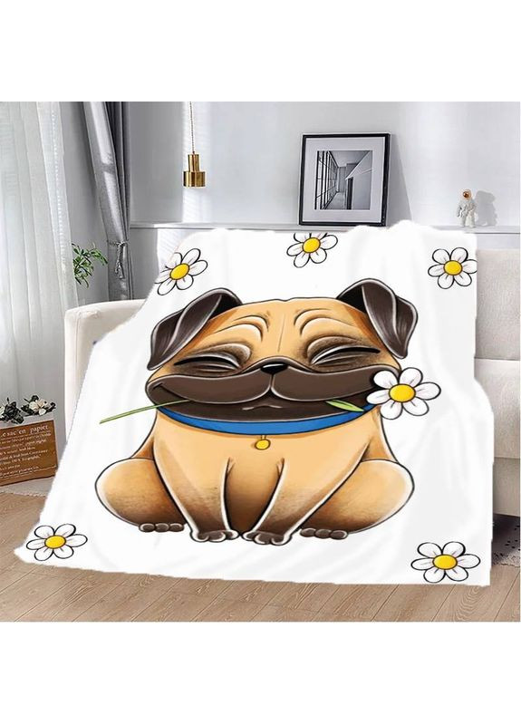 Плед 3D Ніжний мопсик 13289 160х200 см FlexDress (368764777)