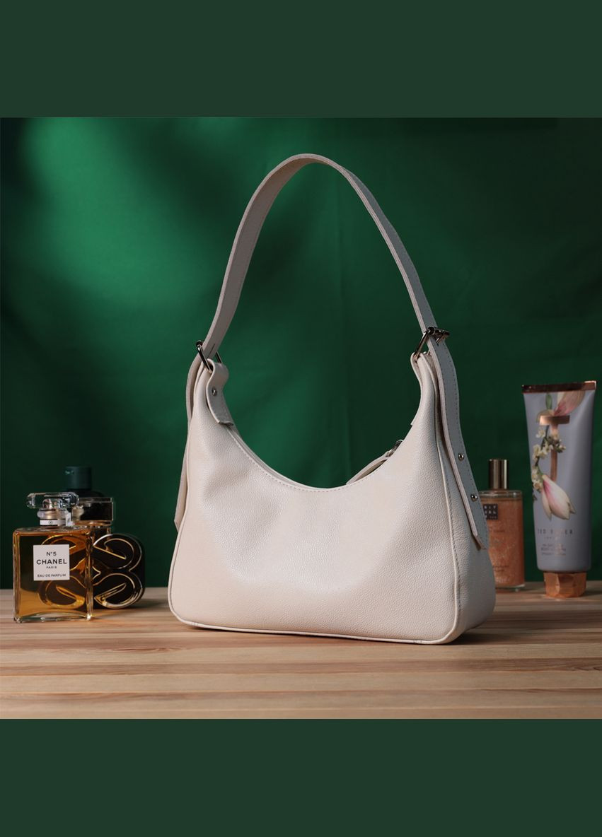 Сумка багет з регульованим ременем з натуральної шкіри 22831 Бежева Shvigel (331907486)