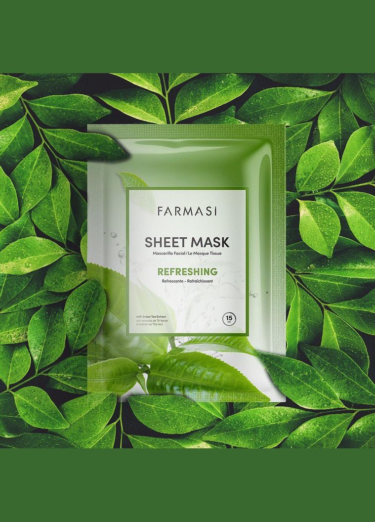 Освіжаюча тканинна маска для обличчя з зеленим чаєм Farmasi (294321258)