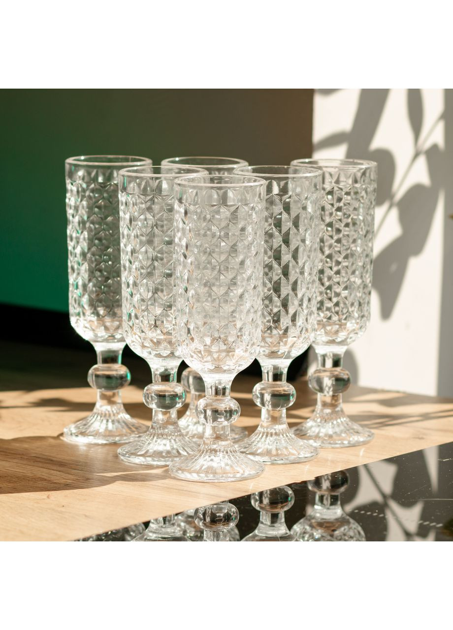 Набор бокалов для шампанского 6 штук 160 мл стеклянные HP-19-103 Yiwu (370801589)