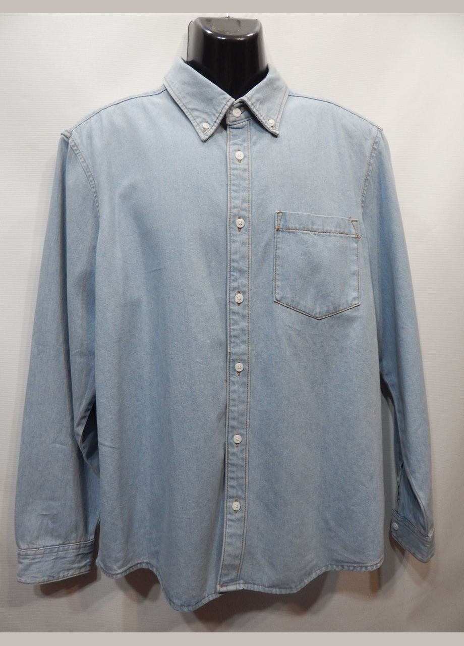 Голубой кэжуал рубашка однотонная Primark