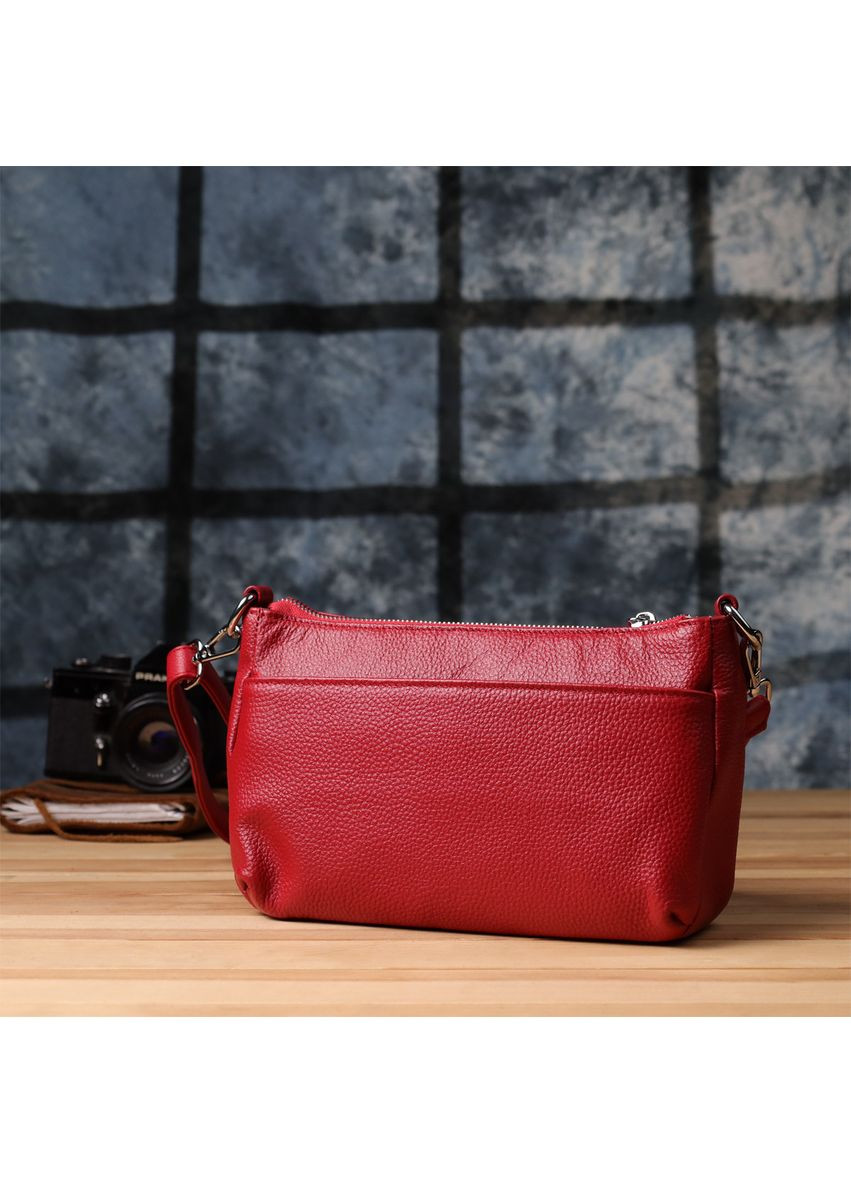 Жіноча шкіряна сумка з двома зручними ремінцями 22927 Червоний Vintage (349442772)