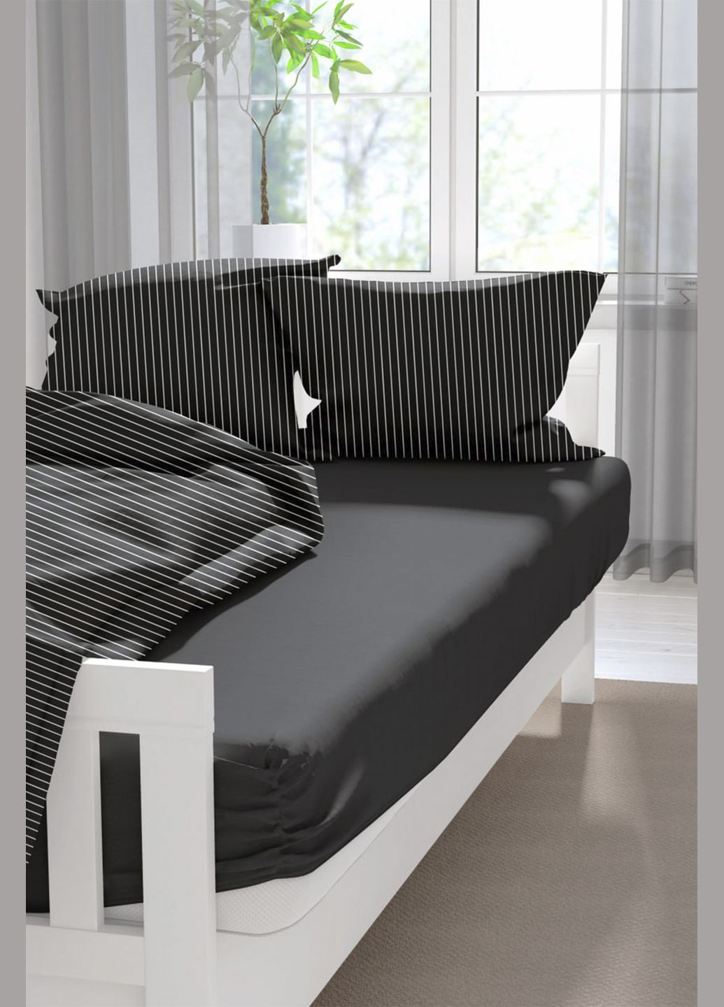 Простирадло на резинці колір чорний ЦБ-00277712 Lelit (330274337)