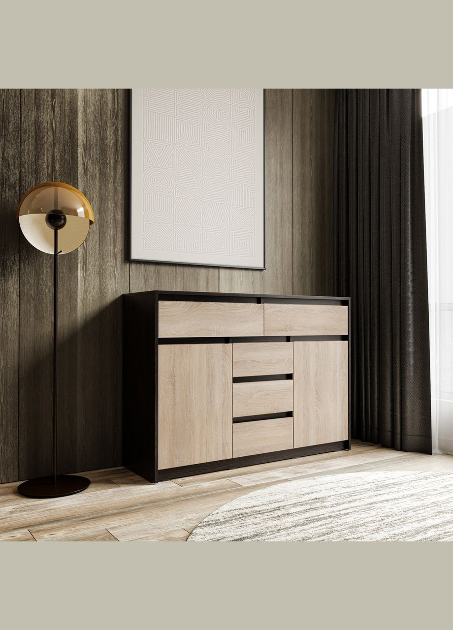 Комод для дома без ручек с 2 дверцами и 5 ящиками T-227 от MORELI (335424233)