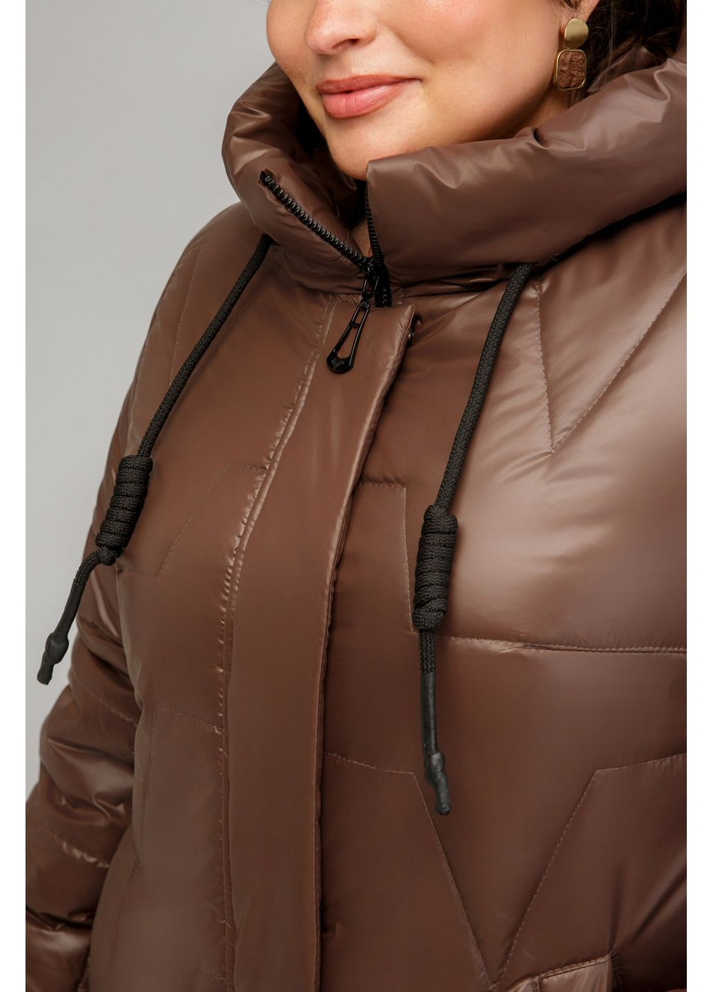 Темно-бежева зимня зимове пальто прямого силуету all posa (ap101551p) A'll Posa