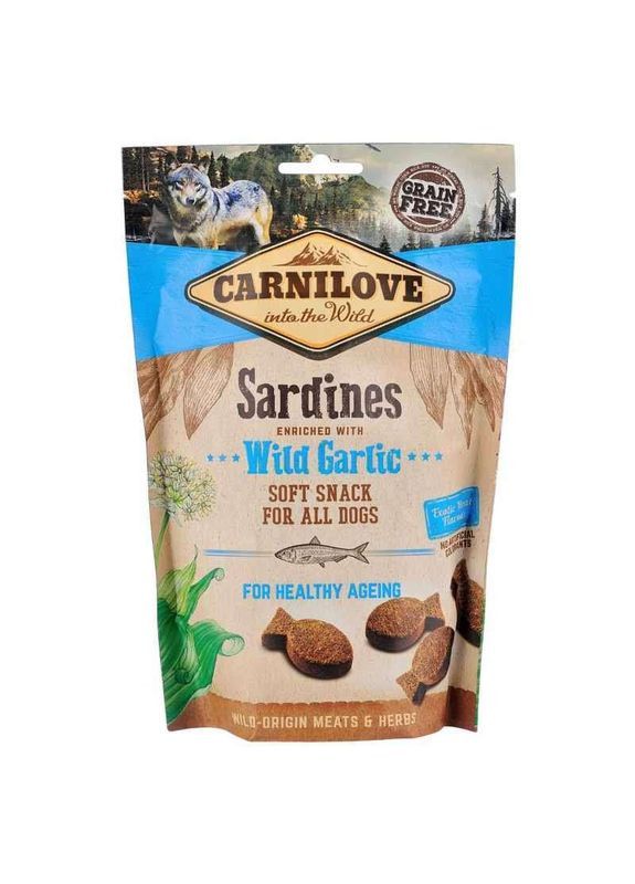 Dog Soft Snack Sardines with Wild Garlic - Ласощі з сардиною та диким часником для уповільнення процесів старіння собак - 200 г Carnilove (340712991)