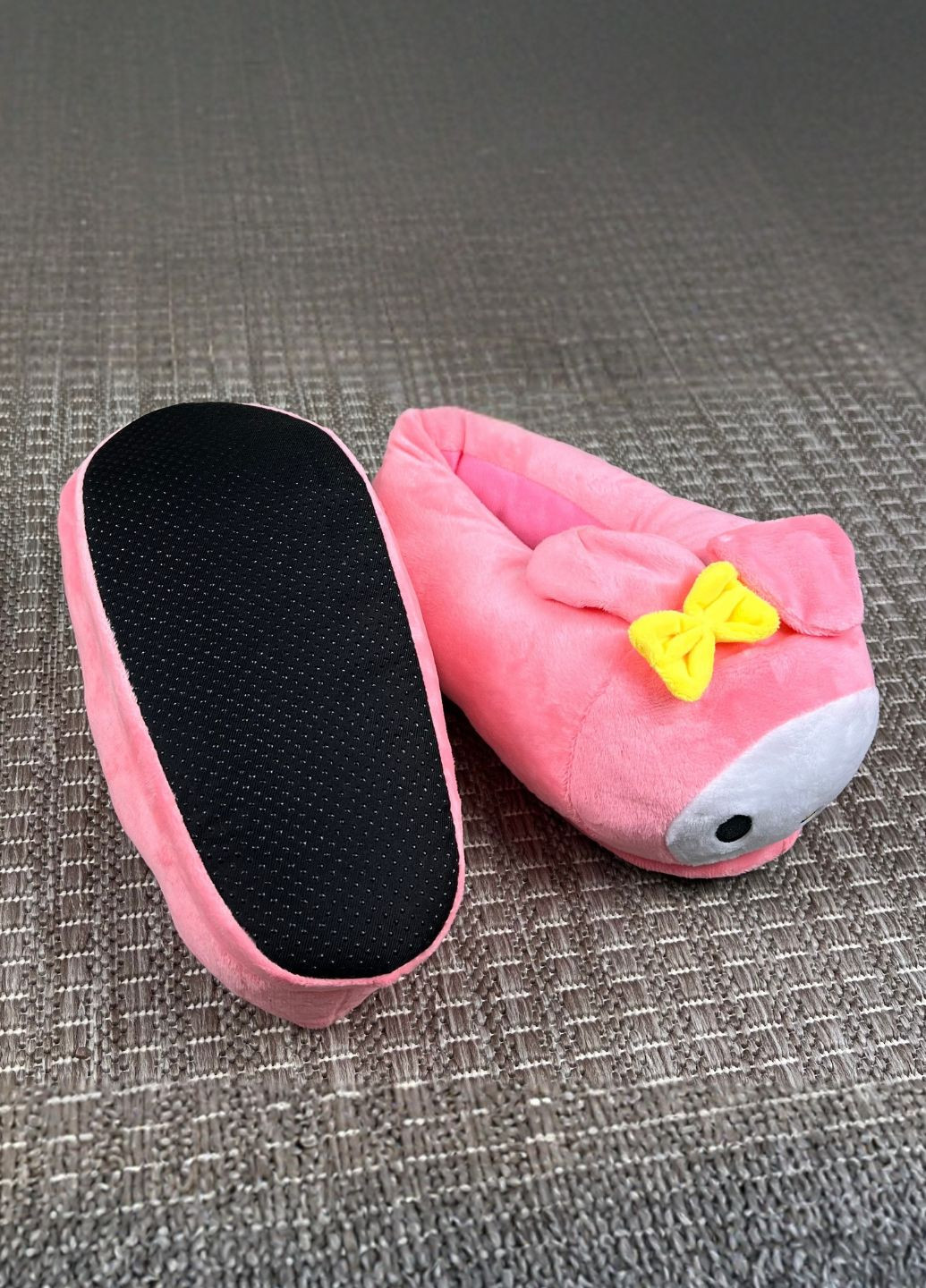 Розовые женские плюшевые домашние тапочки-игрушки мелоди нескользящая подошва My Kigu с вышивкой, с ушками