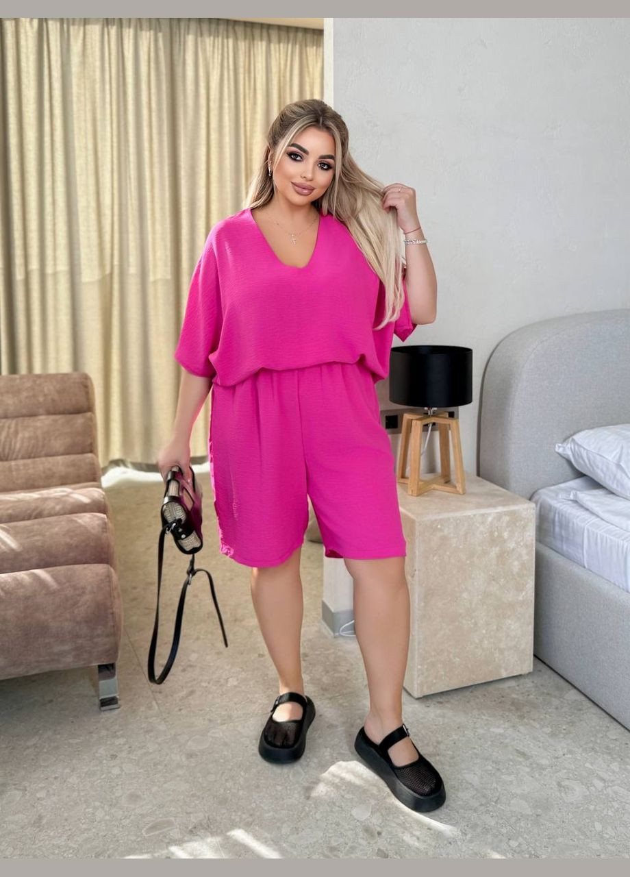 Женский летний костюм оверсайз футболка + шорты. MonCher (342071395)