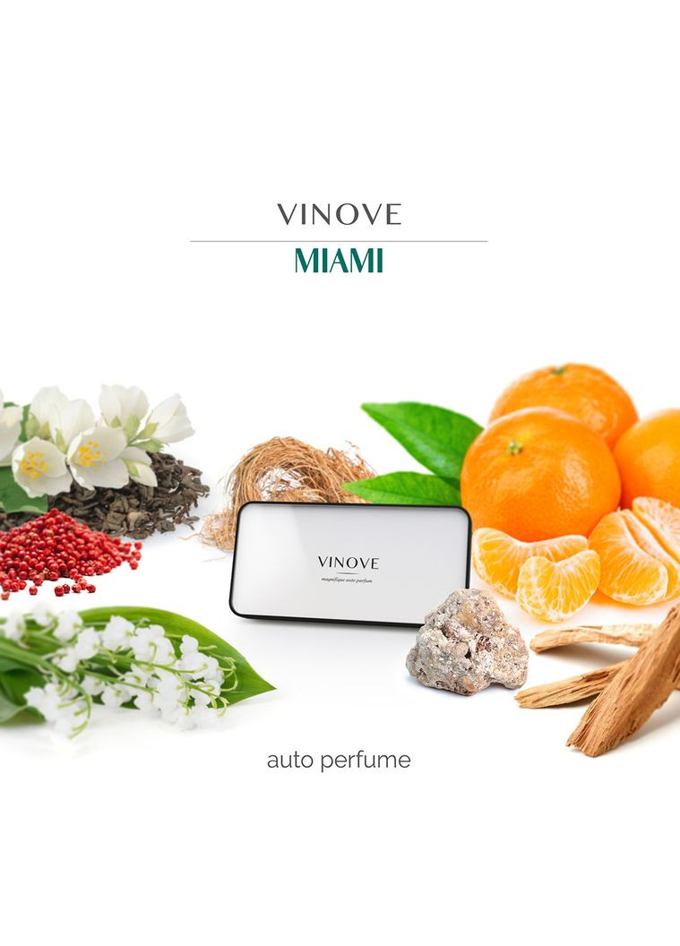 Автопарфум, Ароматизатор в авто, Ароматизована підвісна картка Маямі VINOVE (328606534)