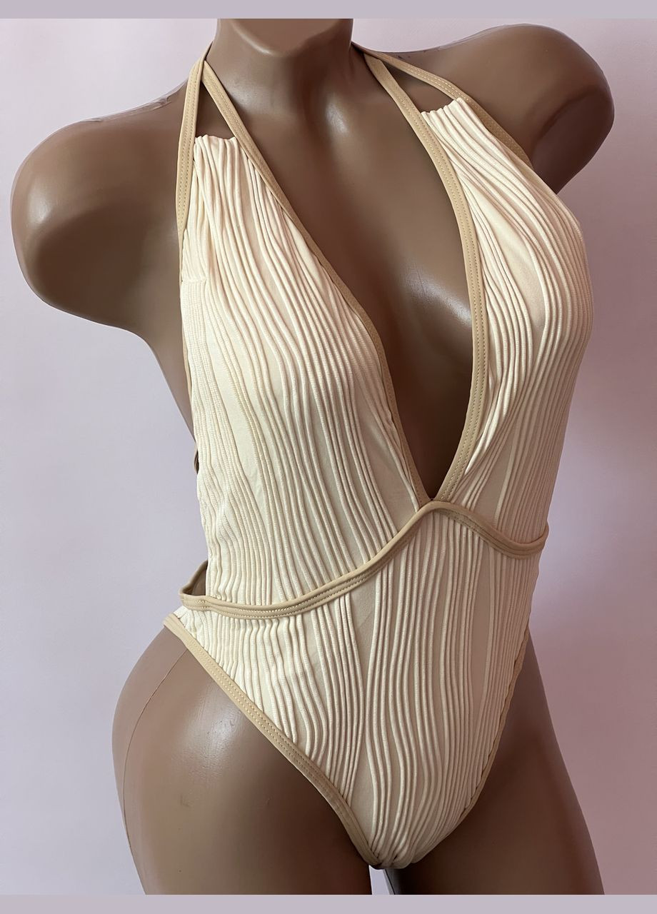 Кремовый летний женский цельный купальник цельный No Brand