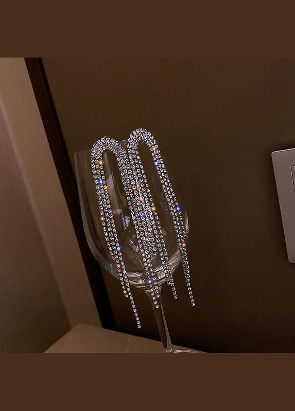 Довгі сережки цвяшки з ланцюжками зі страз (12-244) No Brand (314931177)