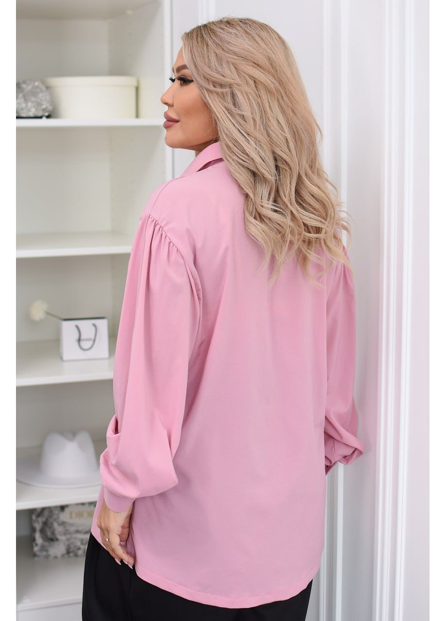 Розовая классическая, кэжуал рубашка однотонная Style Point с длинным рукавом