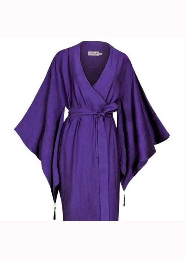 Халат-кимоно длинный на запах в японском стиле с поясом M Фиолетовый "Хокку Фиолет" Garna (289362491)