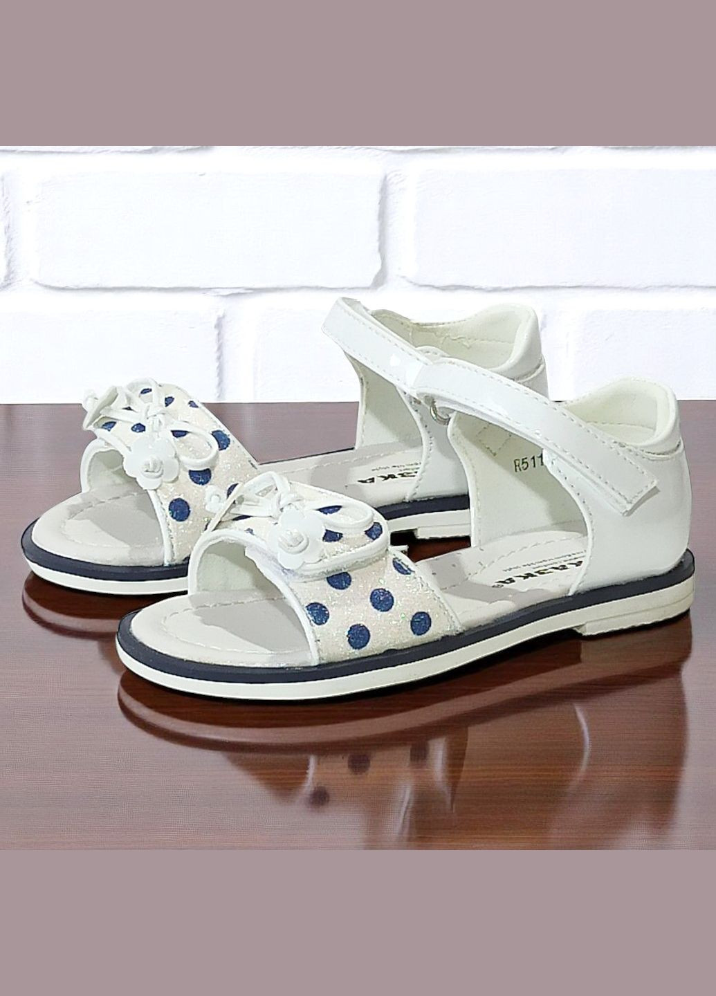 Белые повседневные, праздничные ортопедические босоножки открытые сандалии на липучках для девочки Сказка на липучке