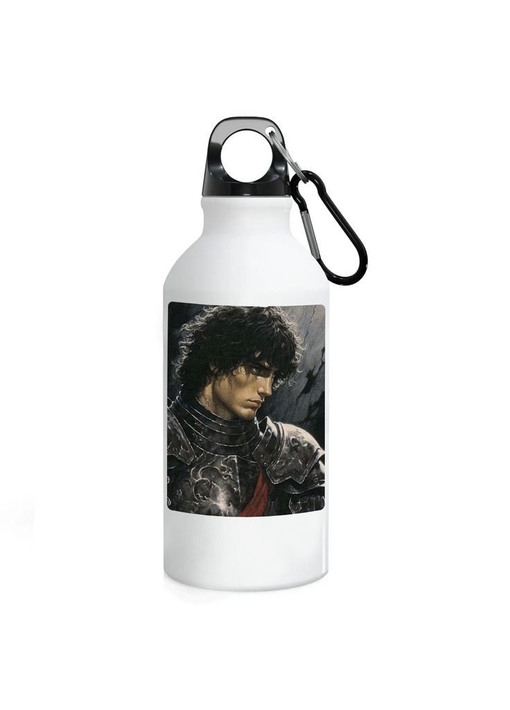 Фляга (бутылка) для воды с карабином 500 мл Металлическая (Туристическая, Для кемпинга, Для спорта) #129 500 мл Белый No Brand (323639352)