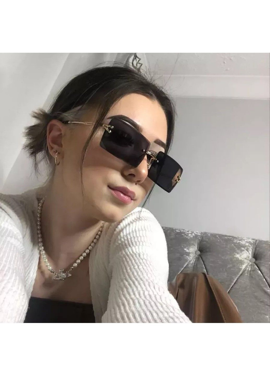 Сонцезахисні окуляри унісекс без оправи Rio чорні із золотом No Brand (307091372)