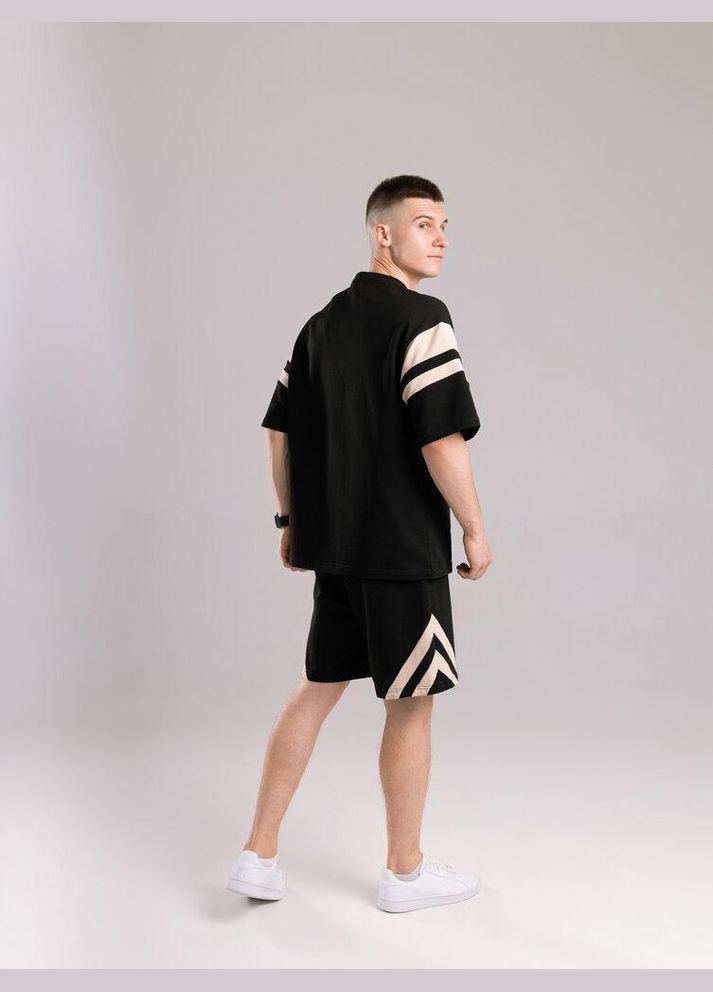 Стильный мужской костюм шорты+футболка черный Freedom (342080414)