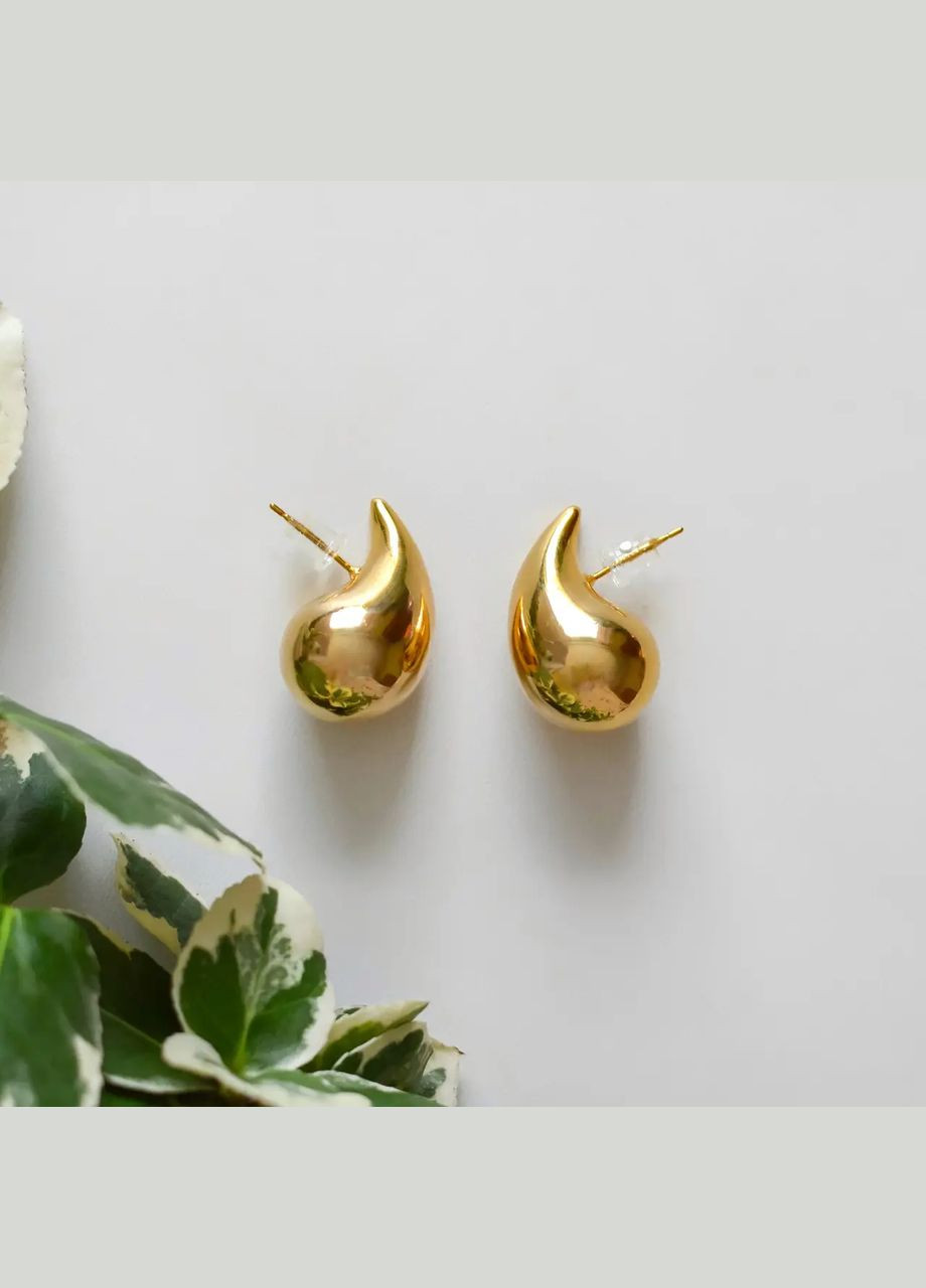 Серьги-пуссеты Капля цвет золото гипоаллергенный сплав L-20х10мм No Brand Пусети (317353529)