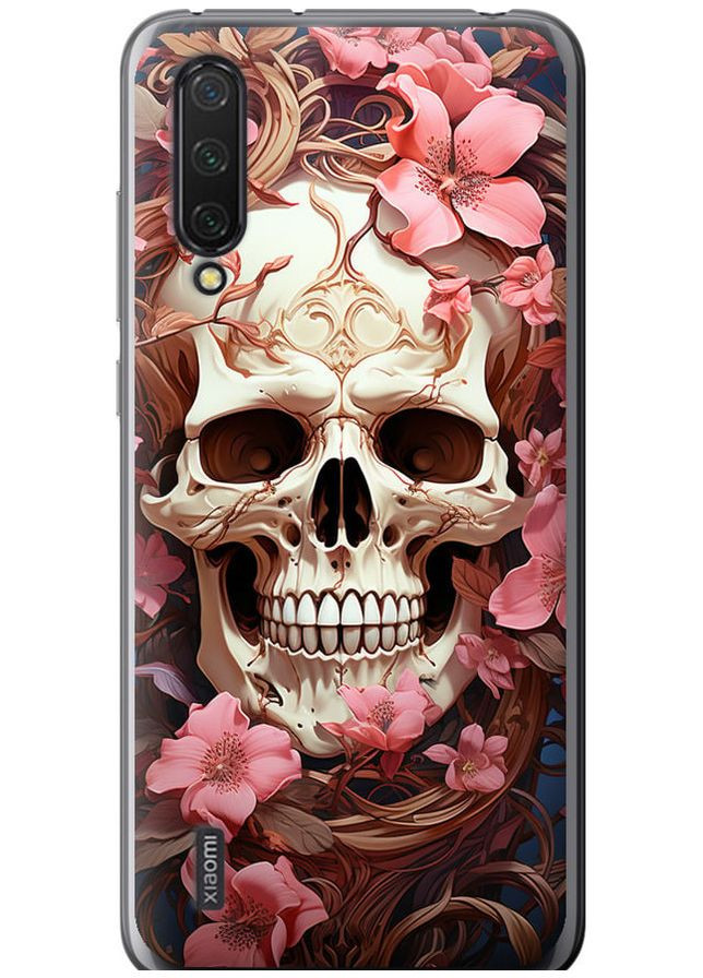 Силиконовый чехол 'Череп в розовых цветах' для Endorphone Xiaomi Mi 9 Lite (281327719)