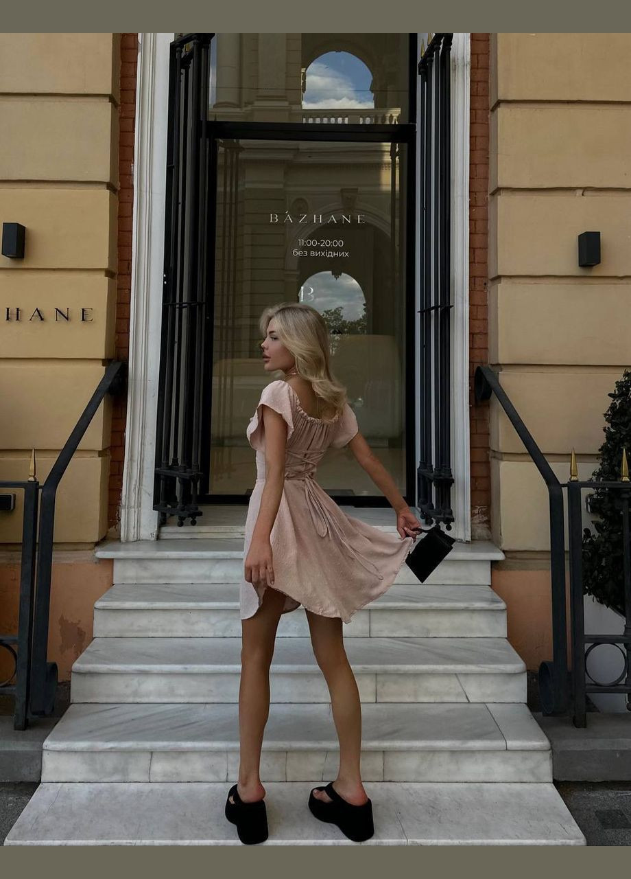 Бежева ділова, повсякденний, кежуал, вечірня жіноча сукня Україна в горошок