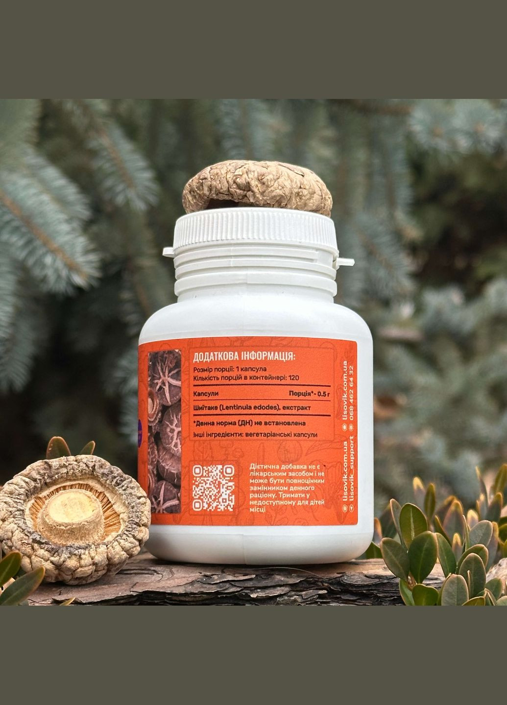 Шиитаке, экстракт 10:1, капсулы 120 шт по 0.5 г Лісовик (334292875)