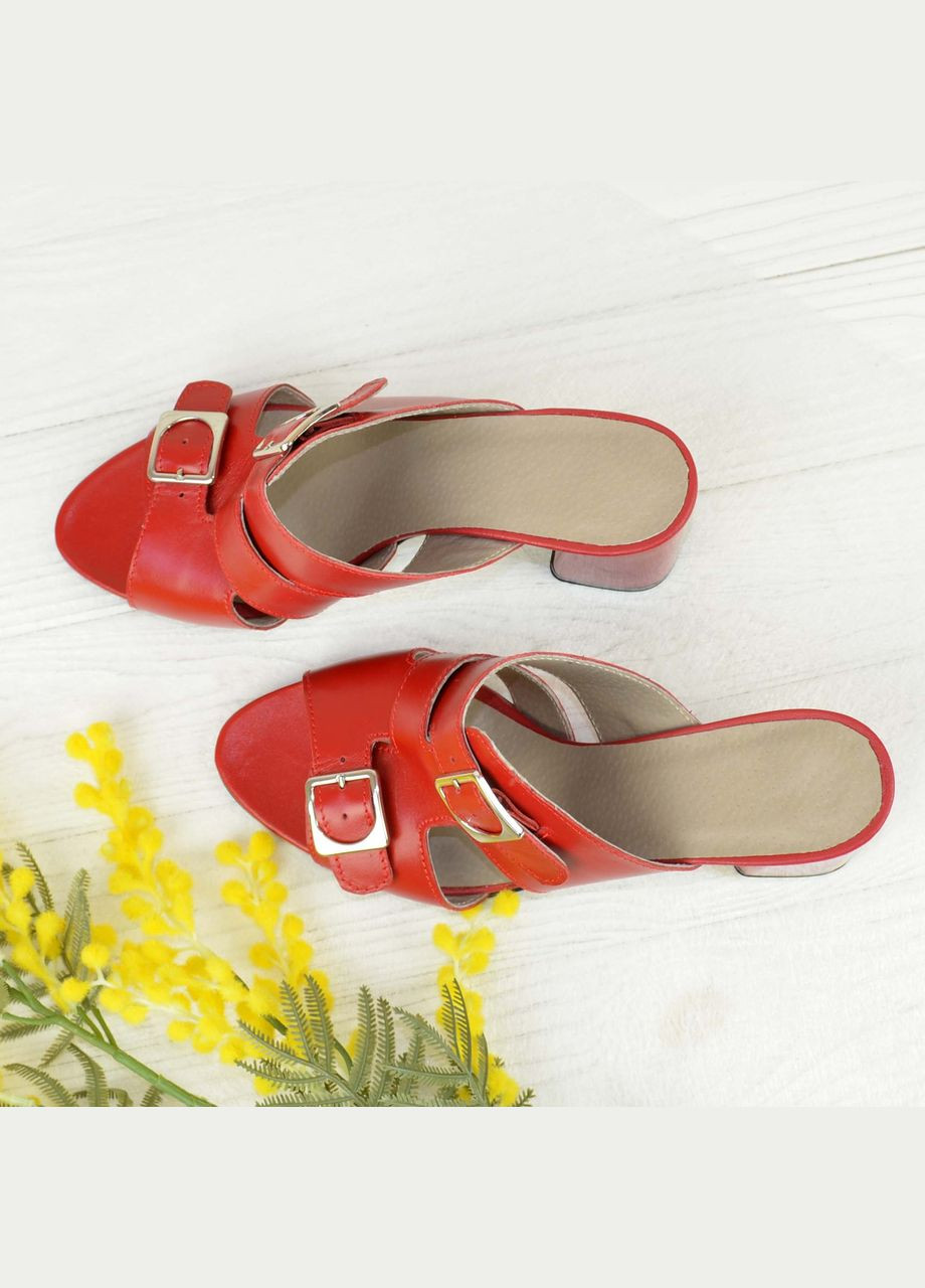 Шльопанці жіночі на стійкому каблуці, колір червоний. 37 розмір Vasha para (303931354)