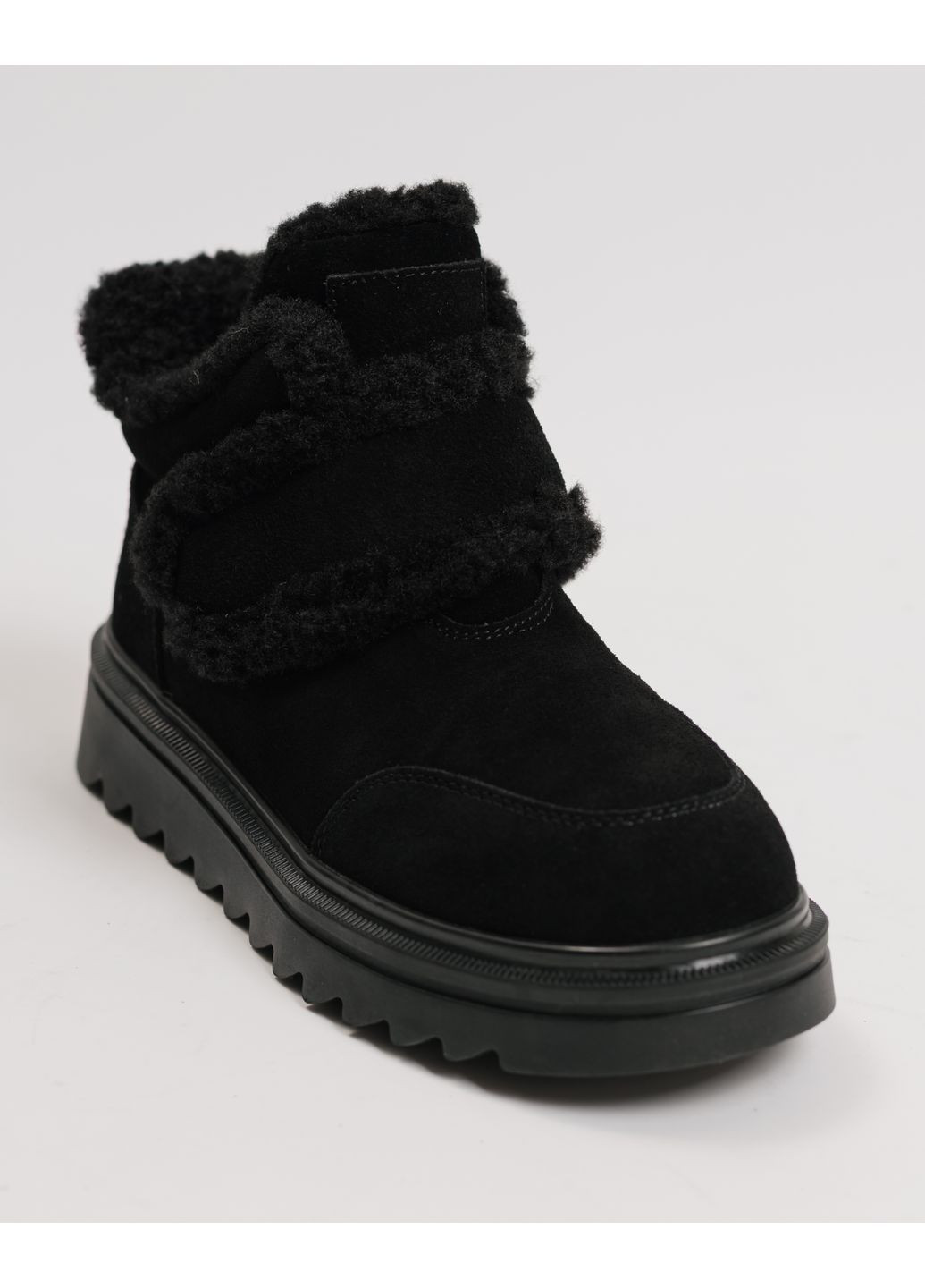 Зимние ботинки зимние на липучке замша шерсть Lola Andy из натуральной замши