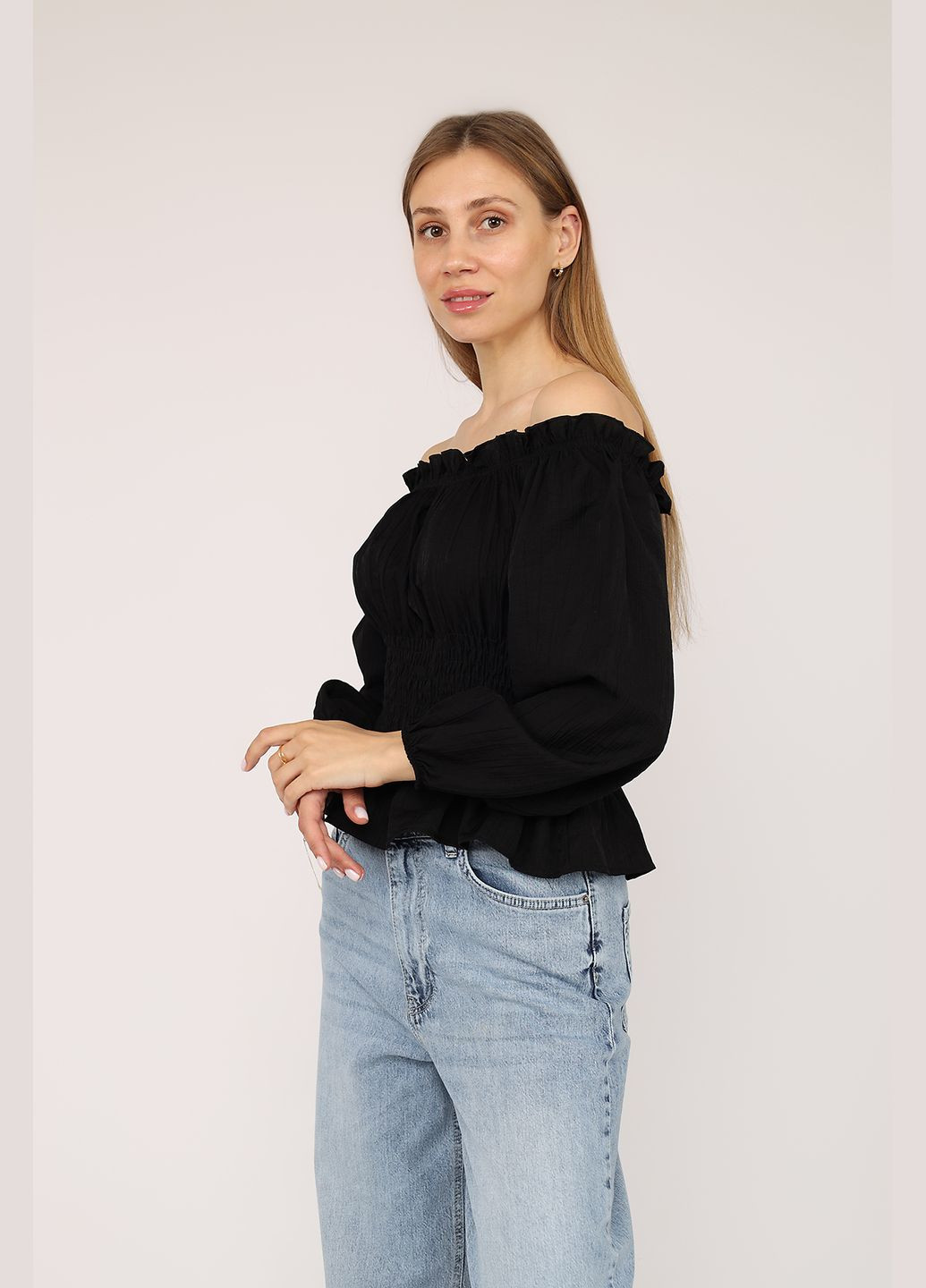 Чёрная женская блуза цвет черный цб-00277415 Yuki