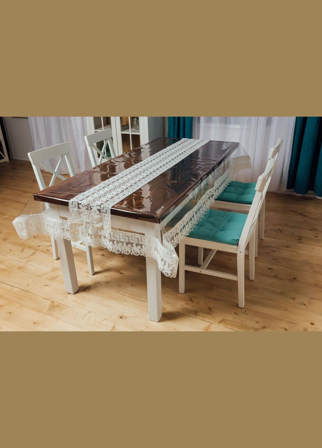 Силиконовая Скатерть Молочный Версаче Кружево 180x90см Royal House (315144674)