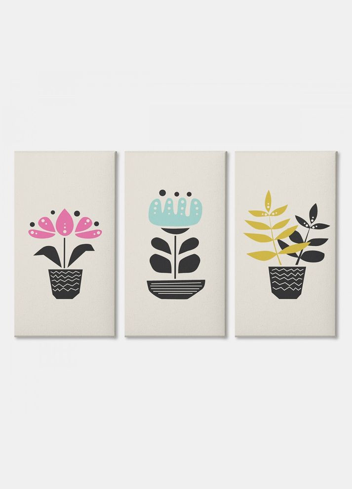 Модульная картина из трех частей Домашние цветы 156x100 см (MK311604) Malevich Store (333339108)