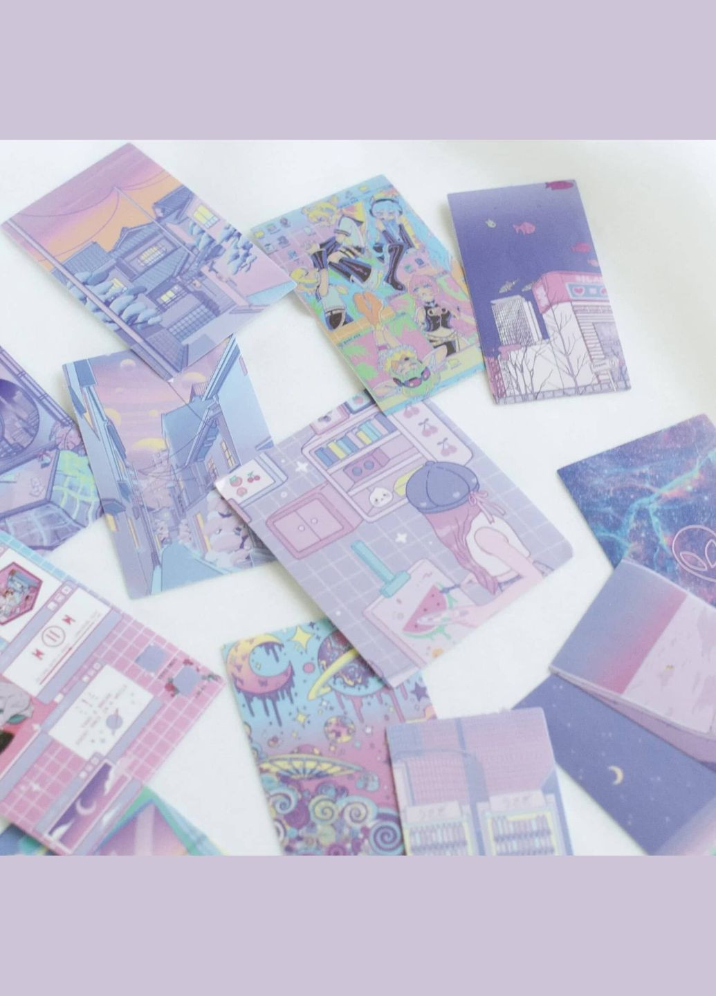 Набір стікерів 30 рандом фентезі наліпок Фіолетова Естетика стікерпак аніме кавай футуризм милі на телефон комп'ютер кіберпанк No Brand (315048671)