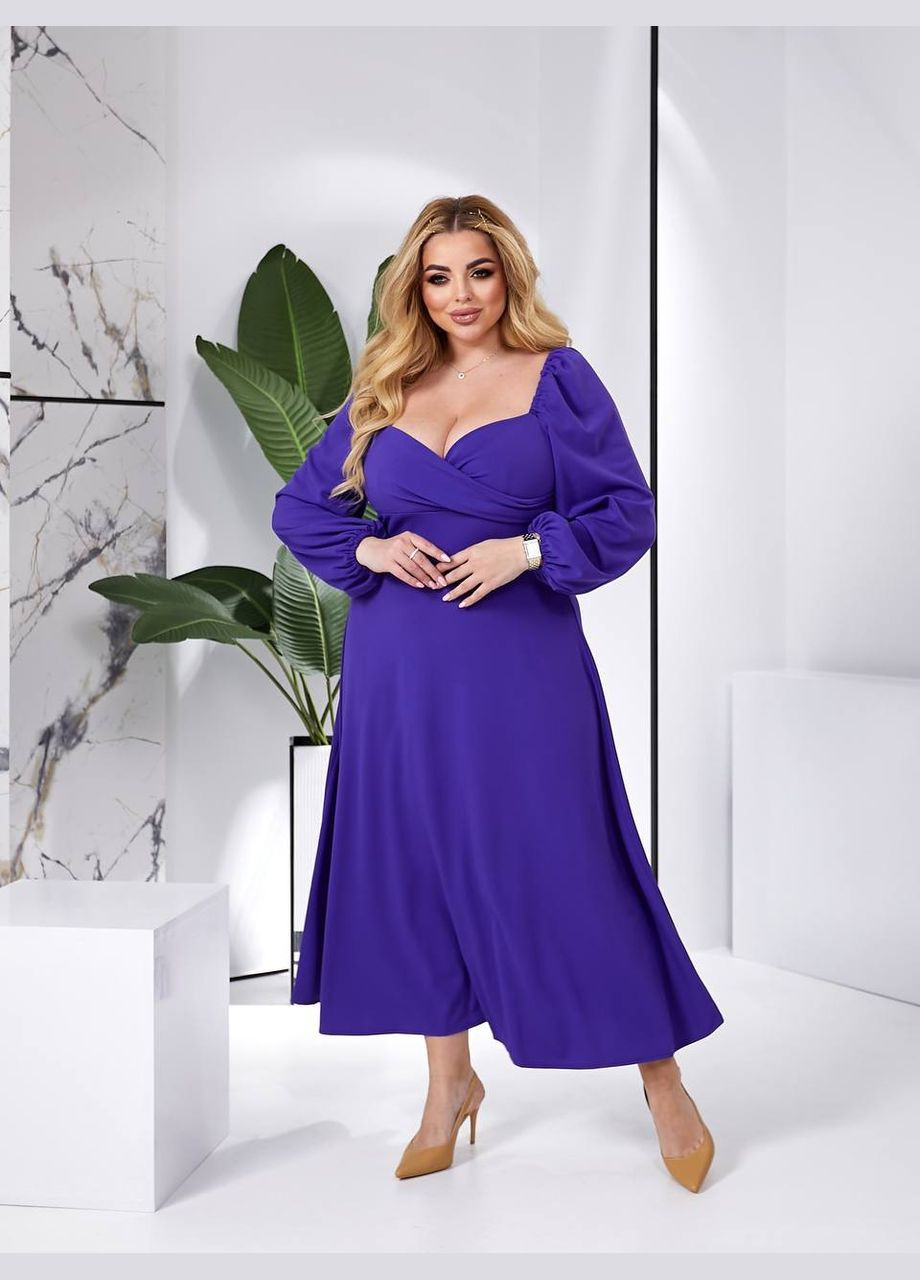 Фиолетовое женское платье миди из креп-дайвинга цвет фиолет р.48/50 453744 New Trend