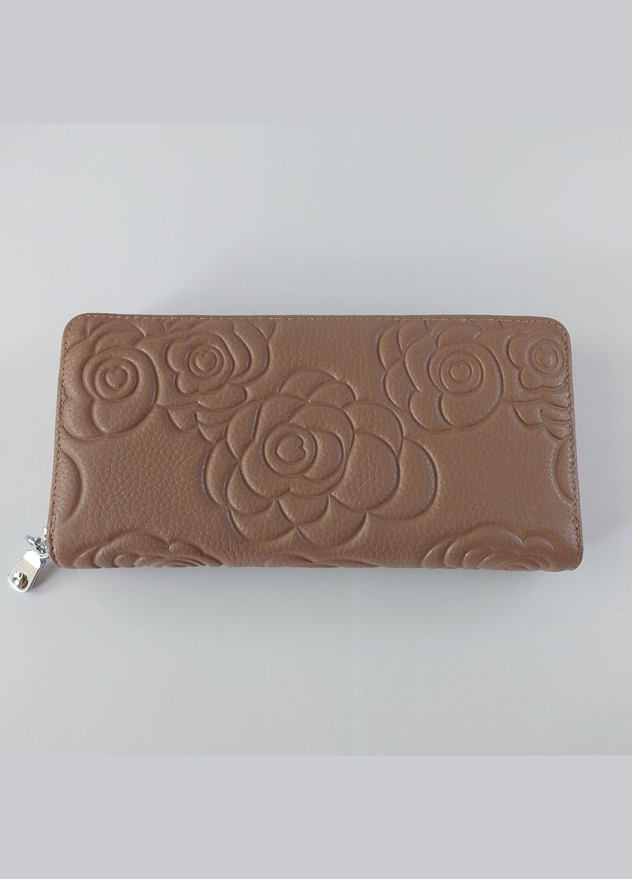 Женский кошелек большой горизонтальный на полную купюру на змейке из натуральной кожи черный No Brand (335821271)