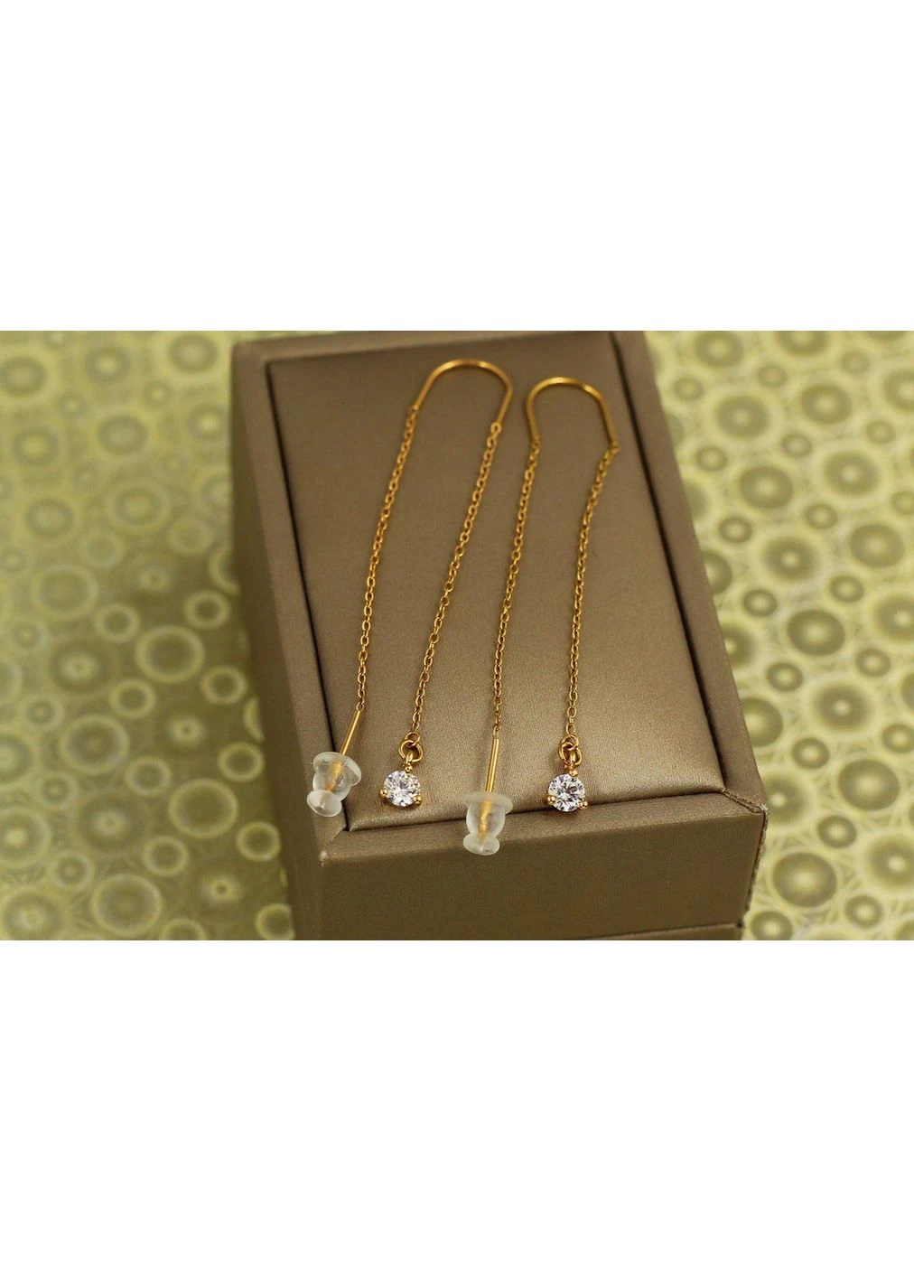 Серьги протяжки с камнем 4 мм золотистые Xuping Jewelry (388534200)