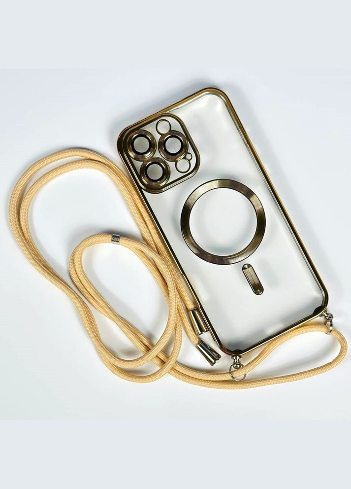 Чехол Crossbody Lanyard with Magsafe со шнурком для iPhone 13 Pro Max Gold No Brand (332006361)