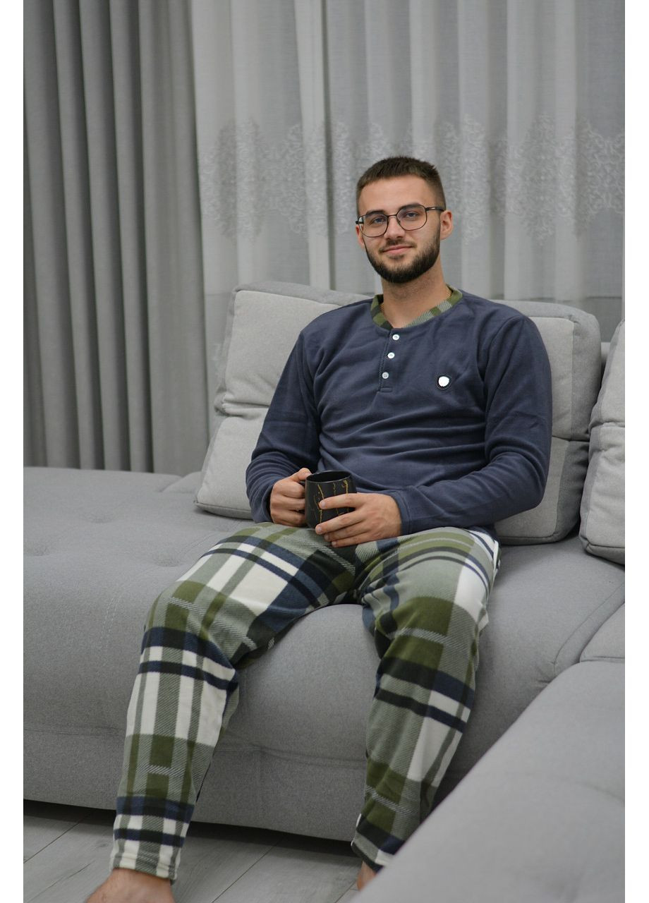 Флісова тепла чоловіча піжама/ домашній костюм. (графіт) 2XL SNC (364503167)