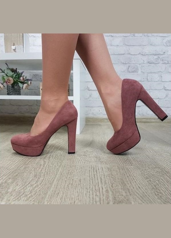 Stilli Жіночі замшеві туфлі на високих підборах 0908 Рожеві рожевий з штучна замша, україна — демісезон (307151279)