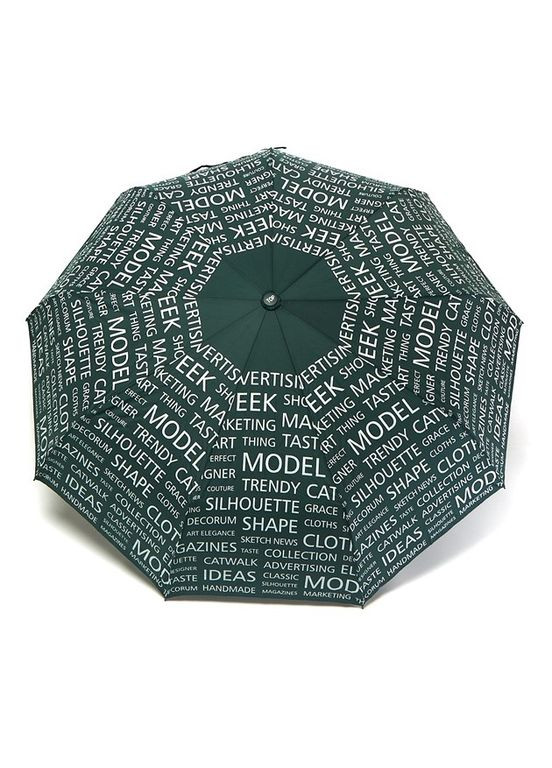 Зонт полуавтомат женский 593 "Words" на 9 спиц Темно-зеленый Toprain (280827820)