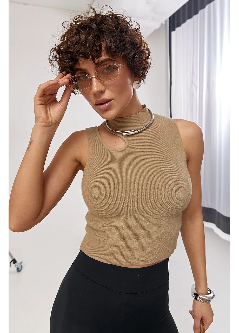 Вязаная короткая майка с вырезом, ONE SIZE No Brand — 399770460